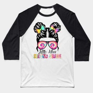 Little Miss Second Grade Messy Bun Girl Back To School Baseball T-Shirt